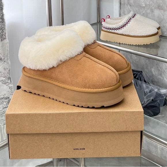 UGG Tan Shearling Slippers - Picture 2 of 4